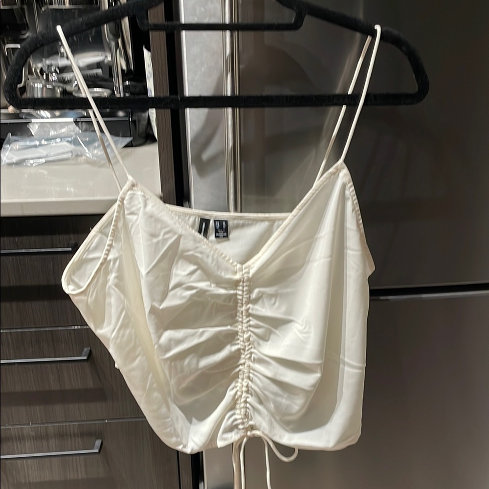 Elegant Cream Ruched Women's Top